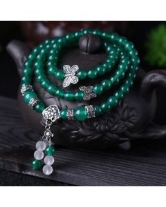 Buddha Stones Natural Green Agate Butterfly Support Bracelet - 6mm Green Agate
