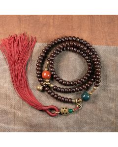 Buddha Stones 108 Mala Beads Natural Tibet Purple Bodhi Seed Auspiciousness Bracelet - 8mm