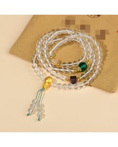 Buddha Stones 108 Mala Beads White Crystal Clarity Bracelet - White Crystal(Wrist Circumference: 14-16cm)