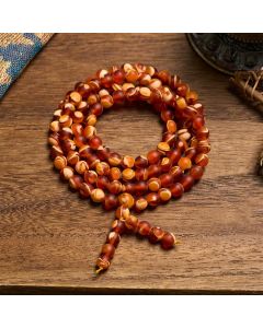 Buddha Stones 108 Tibetan Amber Round Beads Clear Anxiety Mala - 10mm