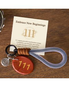 Buddha Stones "Embrace New Beginnings" 111 Angel Number Natural Red Jasper Key Chain Hanging Decoration Includes Gift Message Card - Red Jasper