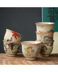 Buddha Stones 12 Chinese Zodiac Ceramic Teacup Kung Fu Tea Cup 130ml - Pig 7.2cm*6cm*130ml