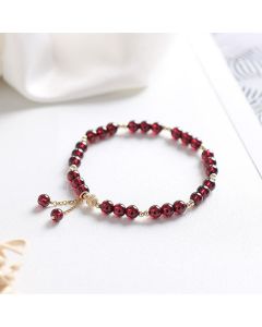 Buddha Stones 14K Gold Plated Alloy Natural Garnet Calm Bracelet - Garnet(Purification♥Protection)