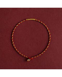 Buddha Stones 14K Gold Plated Handmade Red Gold Rope King Kong Knot Braided Luck Bracelet - 17-18cm