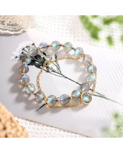 Buddha Stones 14k Gold Plated Natural Moonstone Healing Love Bracelet - 14k Gold Plated Moonstone(Wrist Circumference 14-16cm)