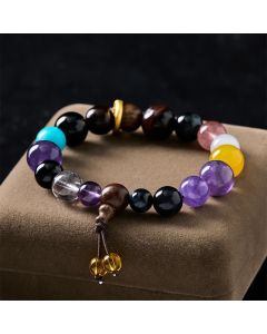 Buddha Stones 18 Beads Amethyst Tiger's Eye Tibetan Balance Bracelet - Amethyst(Stress Relief ♥ Intuition)