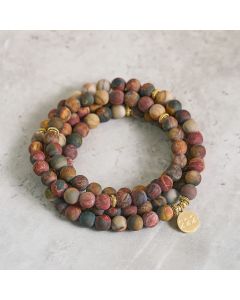 Buddha Stones 222 Angel Number 108 Mala Beads Picasso Jasper Stone Energy Mala - 222