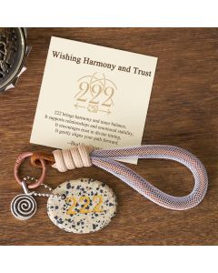 Buddha Stones "Wishing Harmony and Trust" 222 Angel Number Natural Dalmatian Jasper Key Chain Hanging Decoration Includes Gift Message Card - Dalmatian Jasper