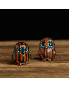 Buddha Stones 2Pcs Mini Rainbow Eucalyptus Penguin Carved Creativity Decoration - 2Pcs Penguin 28*26mm