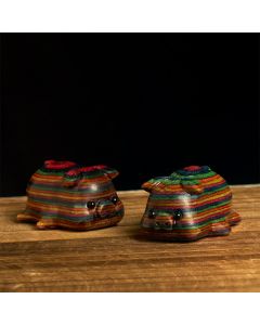 Buddha Stones 2Pcs Mini Rainbow Eucalyptus Pig Carved Positive Decoration - 2Pcs Pig 30*19mm