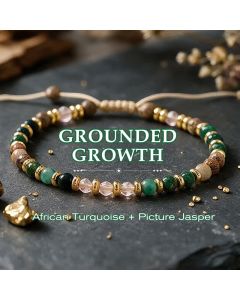 Buddha Stones 4mm African Turquoise Picture Jasper Pink Glass Bead Grounding Hand-Woven Bracelet - African Turquoise Picture Jasper(Wrist Circumference: 6.3–10.2 in / 16–26 cm)
