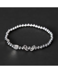 Buddha Stones 4mm Small Beads Titanium Steel Stimulation Bracelet - Wrist Circumference: 7.9–8.2 in (20–21 cm)