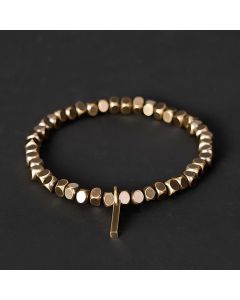 Buddha Stones 4mm Small Square Shape Beads Brass Healing Bracelet - Wrist Circumference: 7.9–8.2 in (20–21 cm)