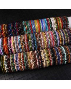 Buddha Stones 6mm Various Stone Crystal Black Glitter Stone Red Tiger Eye Beads Protection Bracelet - Sodalite / 6mm(Wrist Circumference 14-16cm)