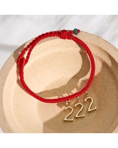 Buddha Stones 777 444 333 222 111 Angel Number Red String Jade Protection Braided Bracelet - 111(Wrist Circumference 16-20cm)