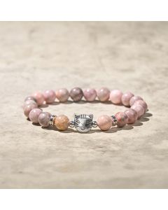 Buddha Stones 8mm Cat Design Zebra Jasper Protection Bracelet - Zebra Jasper(Wrist Circumference: 16-19cm)