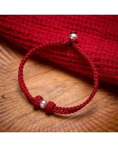 Buddha Stones 925 Sterling Silver Bead Red String Blessing Braided Bracelet - Red String(Luck ♥ Faith) / 17-18CM