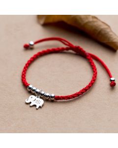 Buddha Stones 925 Sterling Silver Beads Snowflake Elephant Red String Luck Bracelet - 925 Sterling Silver(Wrist Circumference: 15-19cm)