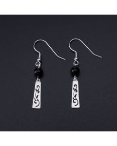 Buddha Stones 925 Sterling Silver Black Onyx Hollow Vine Protection Drop Earrings - 925 Sterling Silver