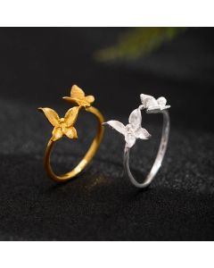 Buddha Stones 925 Sterling Silver Butterfly Love Ring - Silver