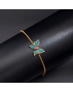 Buddha Stones 925 Sterling Silver Butterfly Zircon Love Chain Bracelet - Feng Shui Butterfly(Love♥Freedom)