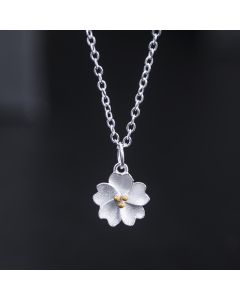 Buddha Stones 925 Sterling Silver Cherry Blossom Flower Blessing Necklace Pendant - Cherry Blossom