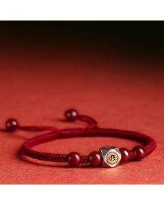 Buddha Stones 925 Sterling Silver Chinese Zodiac Cinnabar Calm Bracelet - Goat/Monkey / Black(Wrist Circumference 14-18cm)