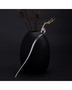 Buddha Stones 925 Sterling Silver Deer Antler Protection Hairpin - Deer Antler Hairpin