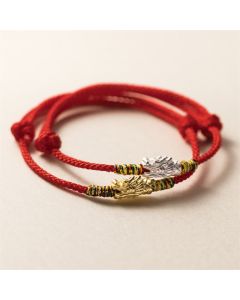 Buddha Stones 925 Sterling Silver Year of the Dragon Luck Strength Red Rope Bracelet - Silver(Wrist Circumference 14-21cm)