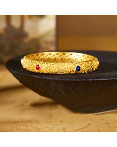 Buddha Stones 925 Sterling Silver Golden Auspicious Clouds Hollow Design Protection Bracelet Bangle 2.20 IN (56 MM) - 56 mm