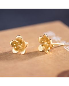 Buddha Stones 925 Sterling Silver Golden Peach Blossom Balance Earrings - 925 Sterling Silver