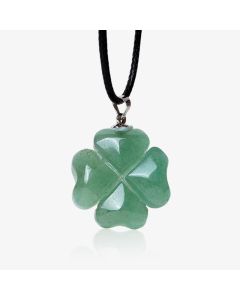Buddha Stones 925 Sterling Silver Green Aventurine Four Leaf Clover Luck Leather Rope Necklace Pendant - 2.3*0.5cm Pendant&925 Sterling Silver Chain