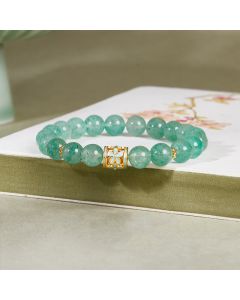 Buddha Stones 925 Sterling Silver Green Strawberry Quartz Flower Calm Bracelet - Green Strawberry Quartz(Wrist Circumference: 17-19cm)