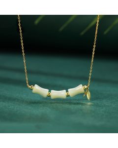 Buddha Stones 925 Sterling Silver Hetian Jade Bamboo Fu Character Prosperity Necklace Pendant Bracelet - Hetian Jade Fu Character Bracelet(18cm fit for Wrist Circumference 14-16cm)
