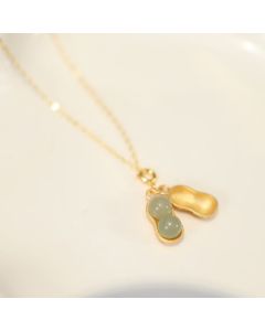 Buddha Stones 925 Sterling Silver Hetian Jade Peanut Good Things Happen Prosperity Necklace Pendant - Hetian Jade(Prosperity♥Abundance)
