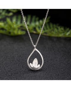 Buddha Stones 925 Sterling Silver Lotus Flower Floral Enlightenment Necklace Pendant - LOTUS(Enlightenment♥New Beginning)