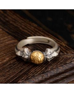 Buddha Stones 925 Sterling Silver Manjusri Mantra Om Mani Padme Hum Peace Adjustable Ring - Adjustable