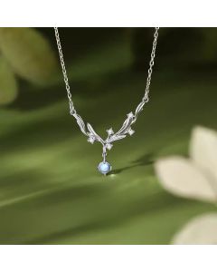 Buddha Stones 925 Sterling Silver Mistletoe Keep Away Evil Spirits Necklace Pendant - 925 Sterling Silver