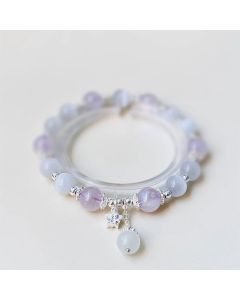 Buddha Stones 925 Sterling Silver Natural Amethyst Cat's Eye Spiritual Awareness Star Bracelet - 925 Sterling Silver Amethyst&Cat's Eye(Wrist Circumference 14-16cm)