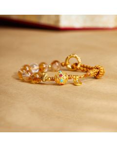 Buddha Stones 925 Sterling Silver Natural Citrine White Crystal Peace Buckle Meaning Fu Character Protection Braided String Bracelet - Citrine(Wrist Circumference:14-18cm)