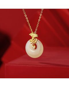 Buddha Stones 925 Sterling Silver Natural Hetian Jade Carnation Flower Prosperity Necklace Pendant - Hetian Jade(Prosperity♥Abundance)