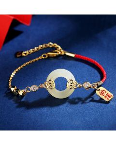 Buddha Stones 925 Sterling Silver Natural Hetian Jade Gourd Peace Buckle Zircon Luck Bracelet Necklace Pendant Earrings - Jade Earrings