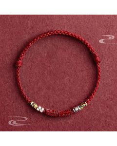 Buddha Stones 925 Sterling Silver Om Mani Padme Hum Cinnabar Blessing Child Adult Bracelet - Red / Child 11-13cm