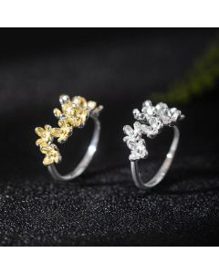 Buddha Stones 925 Sterling Silver Osmanthus Fragrans Ring - Silver