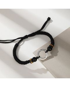 Buddha Stones 925 Sterling Silver Peace Buckle Auspicious Clouds Fortune Braided Bracelet - 925 Sterling Silver(Wrist Circumference 14-19cm)