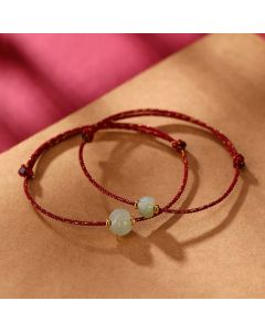 Buddha Stones 925 Sterling Silver Plated Gold Hetian Jade Lotus Luck Red String Bracelet - Large Jade Lotus 7*10mm(Bracelet Size 22cm)
