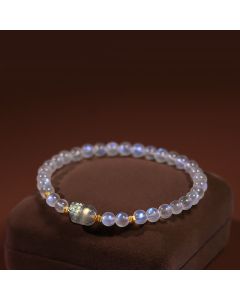 Buddha Stones 925 Sterling Silver Plated Gold Natural Moonstone PiXiu Healing Bracelet - Moonstone(Love♥Calm)