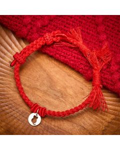 Buddha Stones 925 Sterling Silver Red String Protection Cat Round Hollow Design Charm Bracelet - Red(Wrist Circumference 14–17cm)