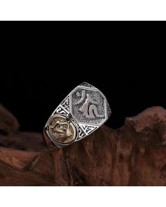 Buddha Stones 925 Sterling Silver Sanskrit Design Carved Protection Adjustable Ring - Sanskrit Ring(Adjustable)
