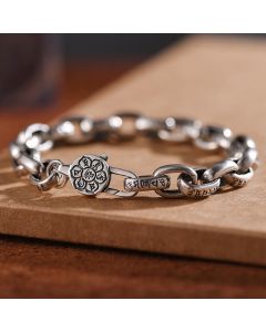 Buddha Stones 925 Sterling Silver Six True Words Wisdom Calm Bracelet - 21cm fit for Wrist Circumference 19-20cm